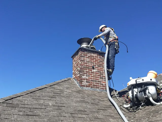 Dedicated La Puente Chimney Sweep team member cleaning a chimney in La Puente, CA
