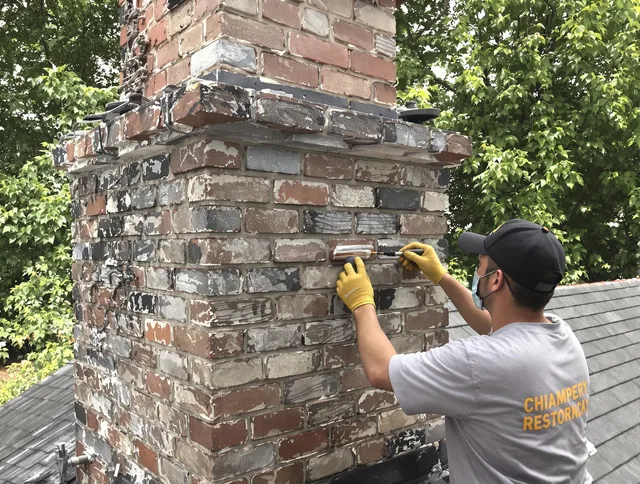 In-progress chimney restoration by La Puente Chimney Sweep in La Puente, CA