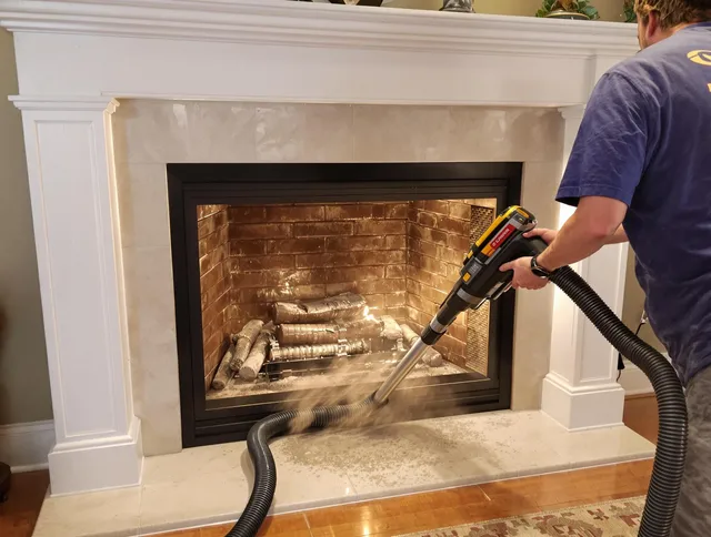 Fireplace cleaning performed by La Puente Chimney Sweep in La Puente, CA