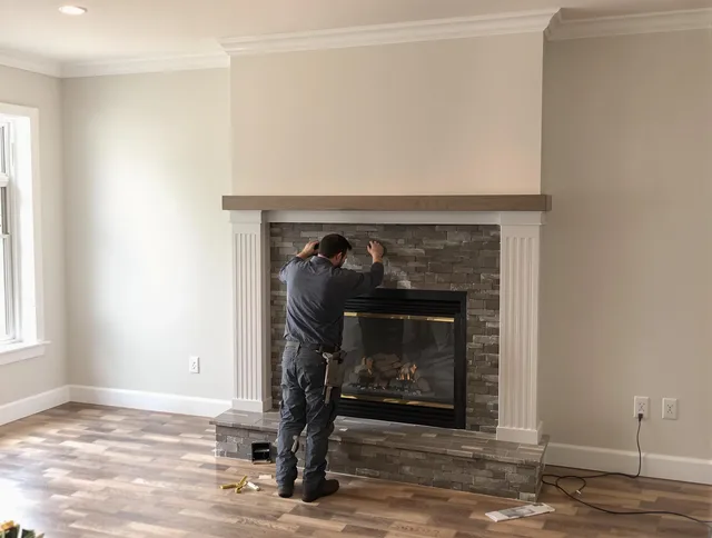 La Puente Chimney Sweep finishing a custom fireplace install in La Puente, CA